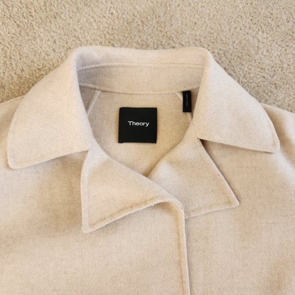NWOT Theory 38% CASHMERE Coat Overlay DF Double Face Oatmeal Mélange - Picture 17 of 17